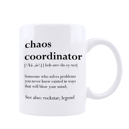 Funnil Ceramic Coffee Mug Office Gifts for Coworkers, Gifts for Boss, Chaos Coordinator Gifts for Women Teacher Boss Gifts for Women 11Oz