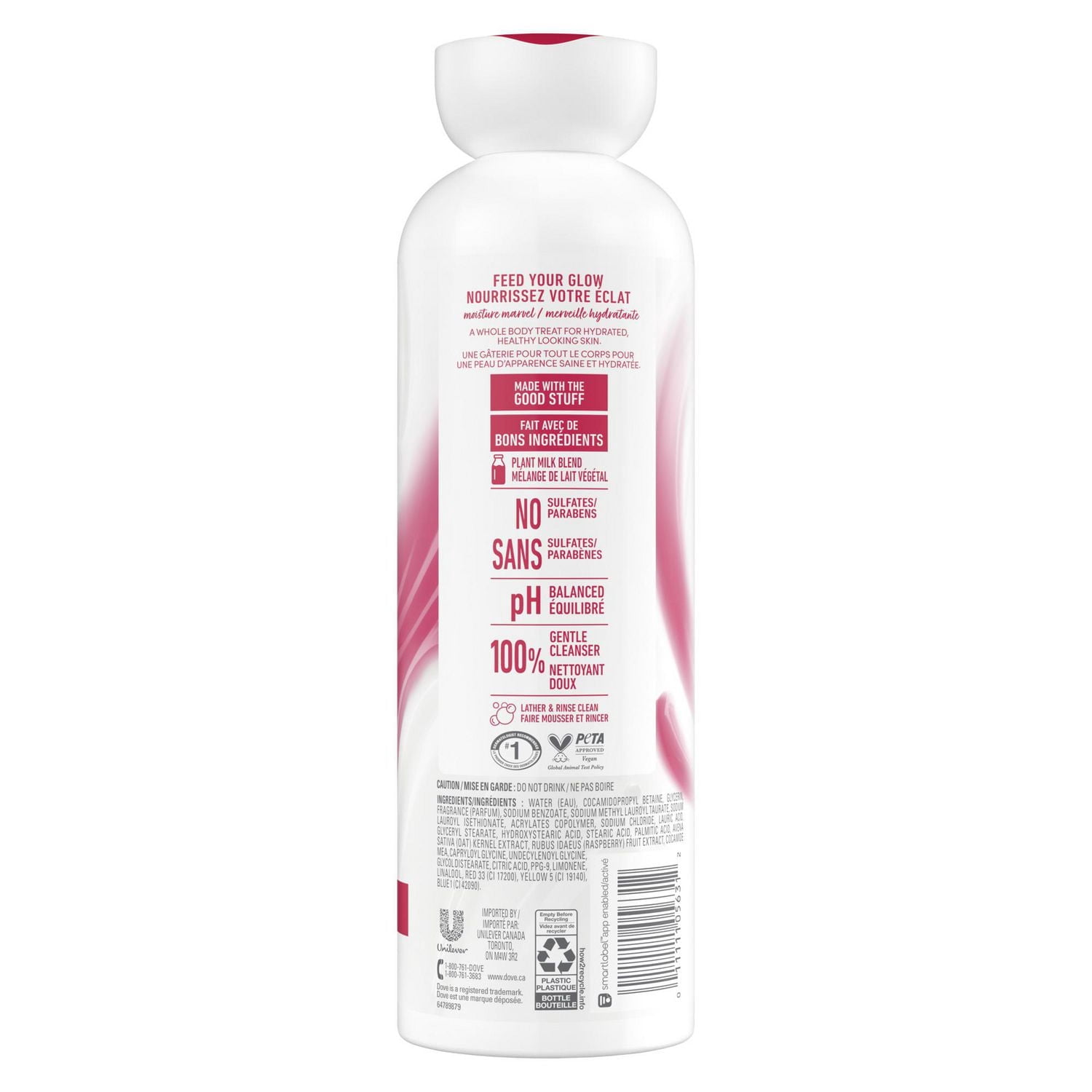 Dove Plant Milk Cleansing Body Wash for Moisturized Skin Oat Milk & Berry Brulee, and no Sulfate cleansers or Parabens, pH balanced
