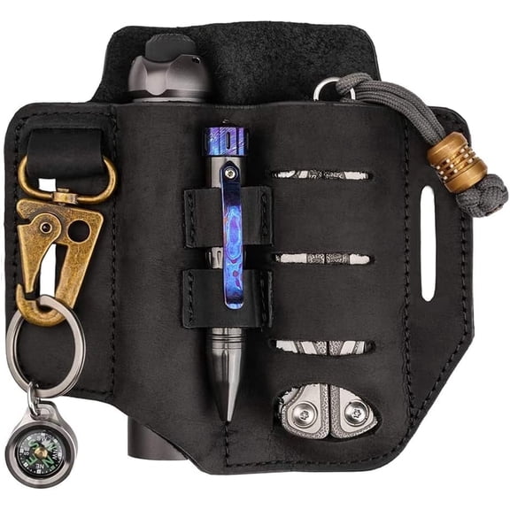 VIPERADE EDC Leather Sheath, Multitool Leather Pocket Organizer PJ13 Plus Black