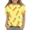 thumbnail image 7 of ZQUUVOU Kids Printed Casual Top Boys Girls Short Sleeve Crewneck Soft Cotton Blend Summer Tee for Kids 3-14 Years Yellow, 7 of 7