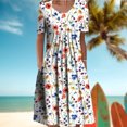 thumbnail image 4 of Vestido De Mujer Vestidos casuales florales Vestido plisado de verano suave para fiesta navideña (Naranja XL) Cgtredaw para Mujer Naranja T S, 4 of 6