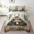 thumbnail image 3 of Homewish Woodland Animal Bear 7 Pieces Bedding Comforter Set,Old Barn Door Full Bedding Set,Brown Green Fitted Sheet Flat Sheet For Men Women,Super Cozy Room Decor Reversible, 3 of 9