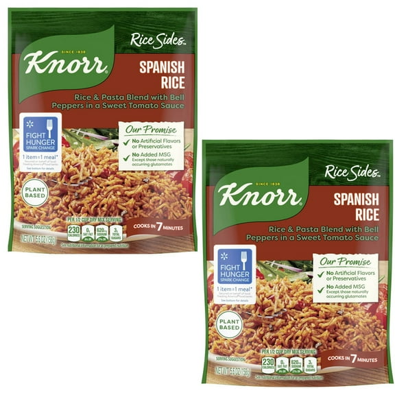 (2 pack) Knorr No Artificial Flavors Spanish Parboiled Rice Cooks in 7 Minutes, 5.6 oz Regular Pouch