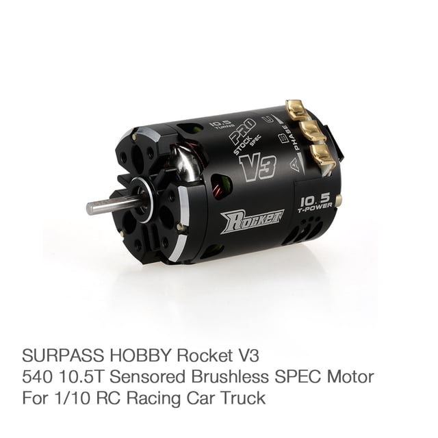 Motor Superpass Hobby Rocket V3 540 10.5t Sensado Sin Escobillas Motor Motor Negro para 1/10 RC Racing Car Camión