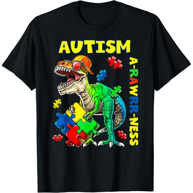 T-Shirt Dinosaure Mignon pour Garçons Tout-Petits Sensibilisation à l'Autisme - comme sur l'Image - m