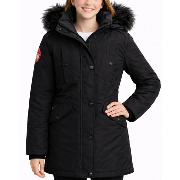 Canada Weather Gear Girls Winter Coat Long Length Faux Fur Puffer Ski Jacket Insulated Fleece Parka
