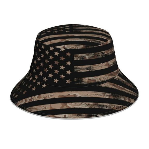 Xecao American Flag with Desert Camouflage Print Men and Women Night Reflective Hat Runner Cap Visor Bucket Hat Boonie Cap