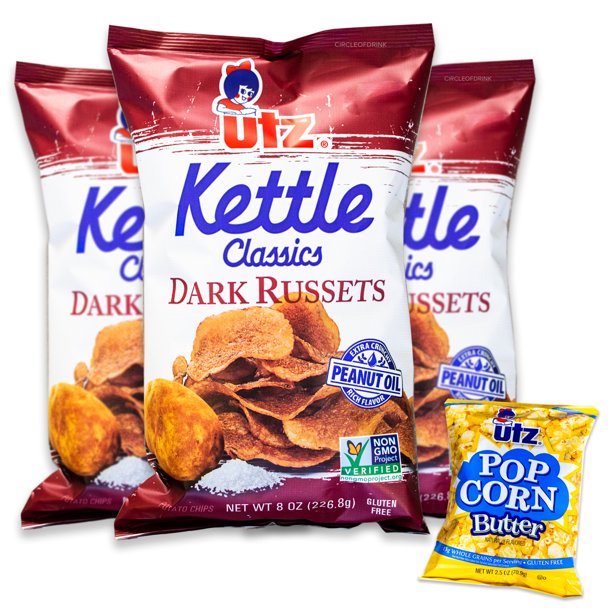 Utz Dark Russets Kettle Potato Chips (3, 8oz bag) Variety Pack Utz
