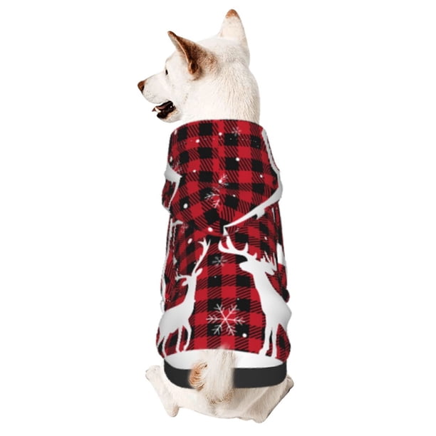 Balery Christmas Buffalo Plaid Sudadera con Capucha para Perros Pequeños – Ropa para Mascotas, Disfraz para Perros y Gatos, Ideal para Fiestas y Cosplay-XX-Large