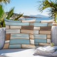 thumbnail image 3 of Throw Pillow Covers 24x24 Inch Set of 2, Blue Beige Brown Vintage Waterproof Outdoor Pillow Covers, Retro Farmhouse Elegant Pastoral Decorative Cushion Pillowcases for Couch, Sofa, Bed, Garden, Patio, 3 of 9