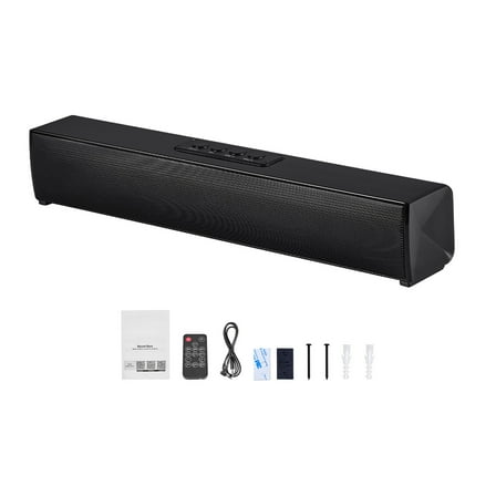 KFFKFF 17-Inch Compact Sound Bar for Smart TV, 2.0 Channel Speaker System with Bluetooth and AUX Connectivity, Remote Control, 80W Surround Sound for Home Theater, PC, and Projector Audio