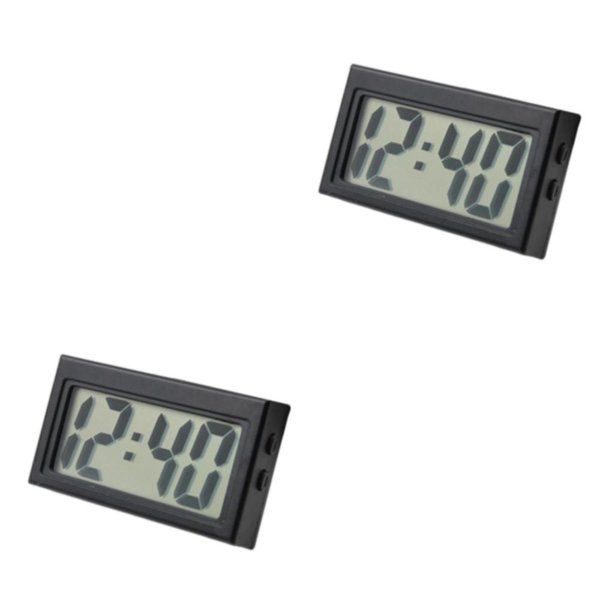 Ounissouiy Mini Car Clock Self-Adhesive Bracket Vehicle Electronic Clock Digital 2piezas Negro