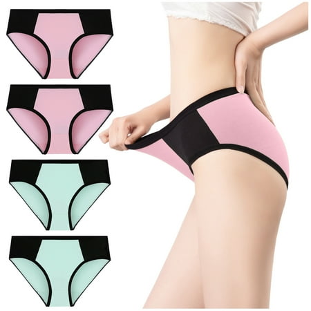 

TAIAOJING Women s Cotton Thong Solid Color Patchwork Briefs Knickers Bikini Underpants Underwear Panties Brief Pack of 4