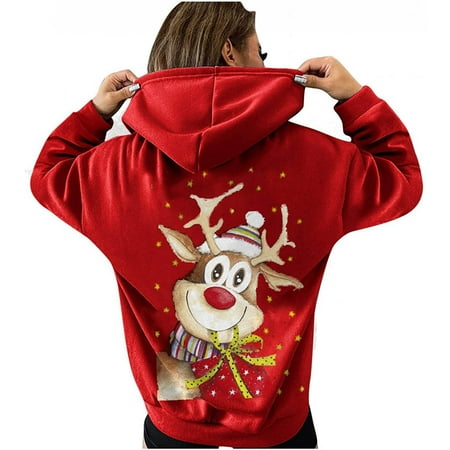 

jsaierl Womens Hoodies Sweatshirts Christmas Printed Matching Pullover Long Sleeve Womens Fall Tops Comfy Loose Hoodies Sweatshirt for Teen Girls