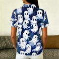 thumbnail image 4 of Bexdxz Vintage Halloween Polo Shirts Women Short Sleeve Lapel Collar Casual Autumn Party Tees Blue 2XL, 4 of 4