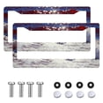 thumbnail image 2 of 2Packs License Plate Frames with Oil Painting Style Sparkling Ocean Waves Pattern Includes Screws & Caps Full Accessories Included Size 6.3x12.2inch(16x31cm), 2 of 8