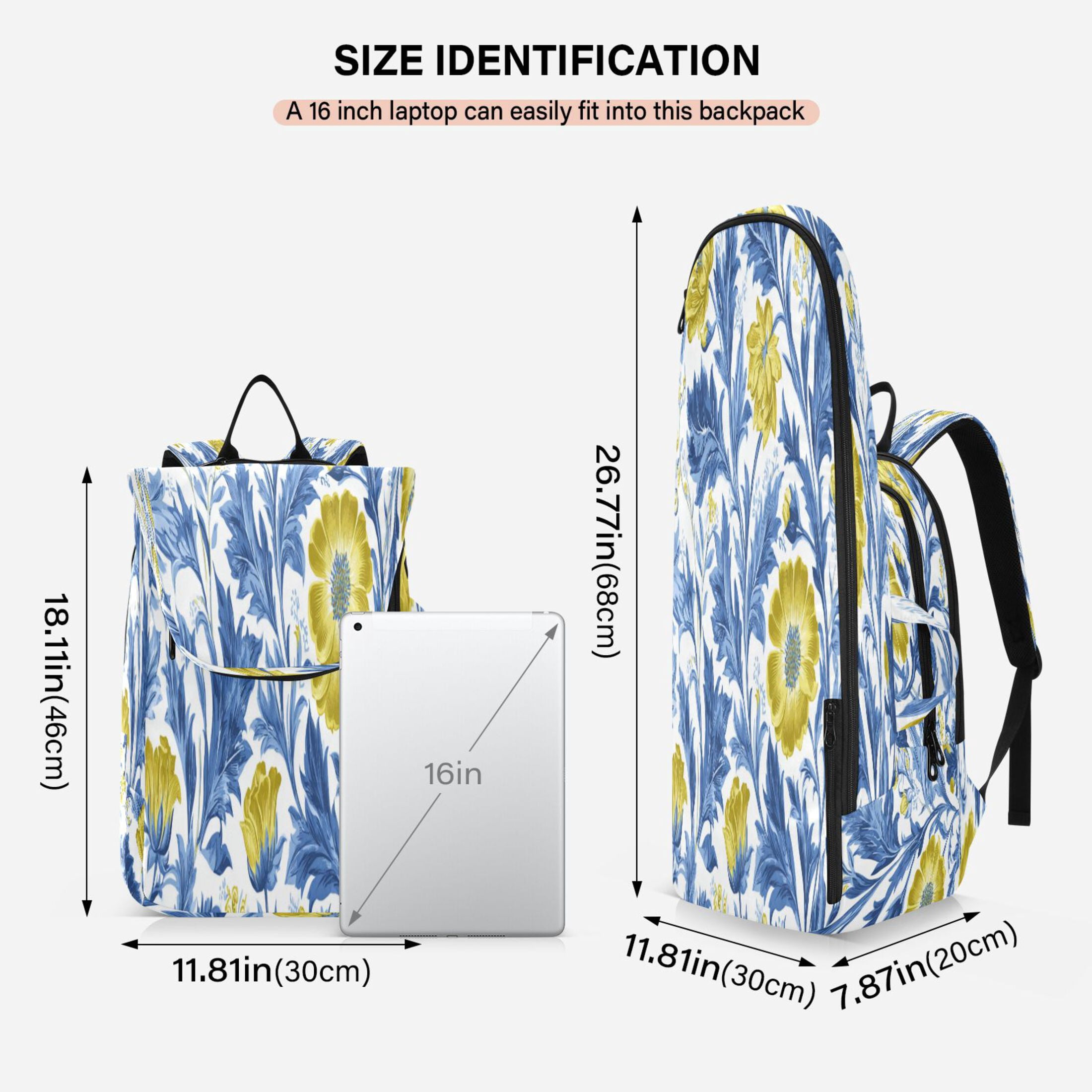 2 Racquet Holder Tennis Backpack Tennis Racket Covers Gym Bags Yellow Floral Style