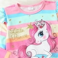 thumbnail image 5 of Emy Dola 1-7 Years Toddler Baby Girls Ruffled Long Sleeve 2 Pieces Sweatshirt Outfits Kids Rainbow Stripes Unicorn Sweatshirt Tops and Pants Set-1 Pack, 5 of 11