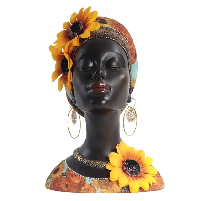 Estatua de Resina Africana Mujer WDOplteas Adorno Tribal Escultura (D)