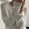 thumbnail image 5 of INCERUN Tops 2024 estilo coreano nuevo diseño de punto ahuecado para hombres camiseta casual streetwear masculino fino manga larga camiseta S-5XL, 5 of 5