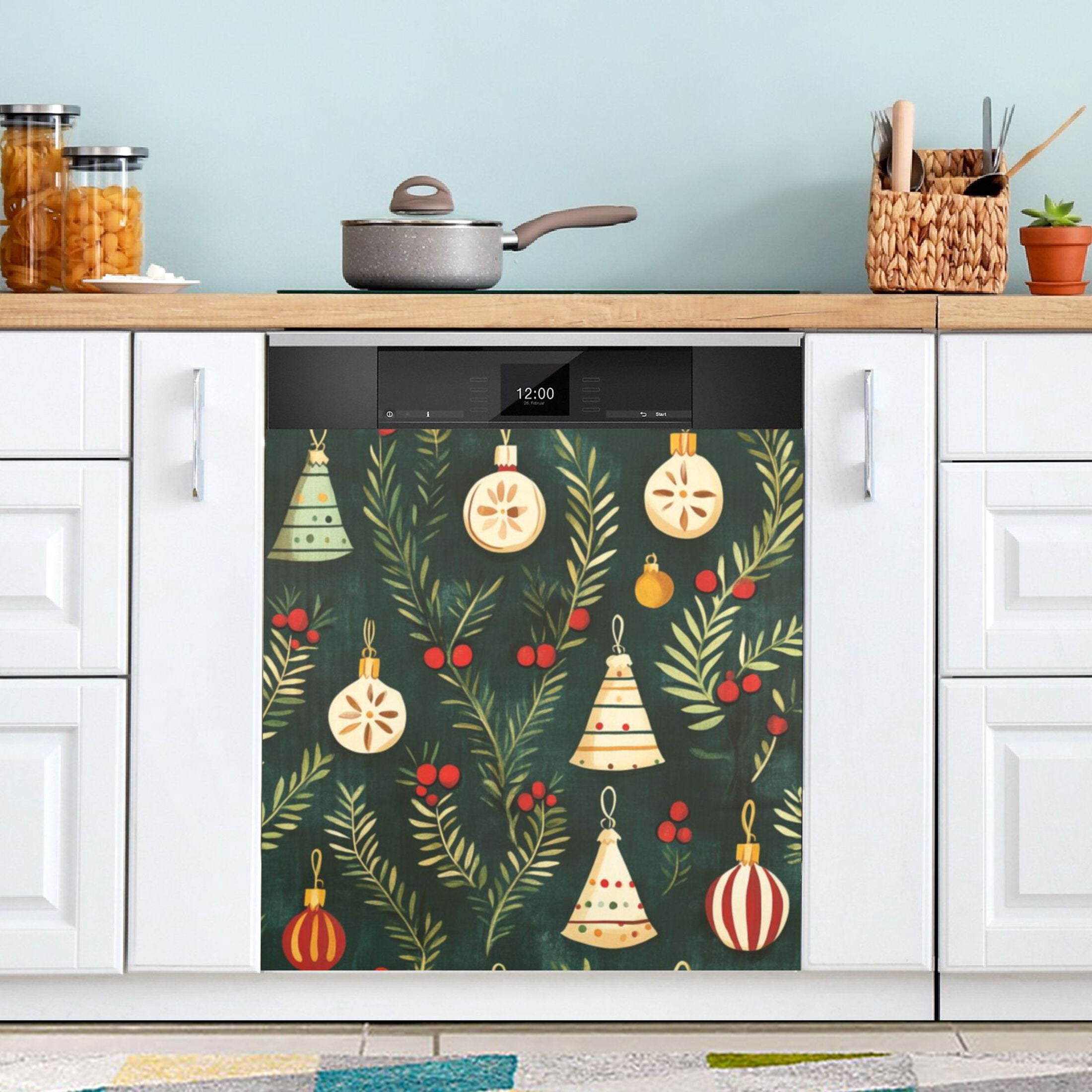 Dishwasher Magnetic Sticker 23x26 Inch Refrigerator Magnetic Sticker Washing Machine Magnetic Sticker Kitchen Panel Magnetic Sticker Home Decor Cute Christmas Decorations