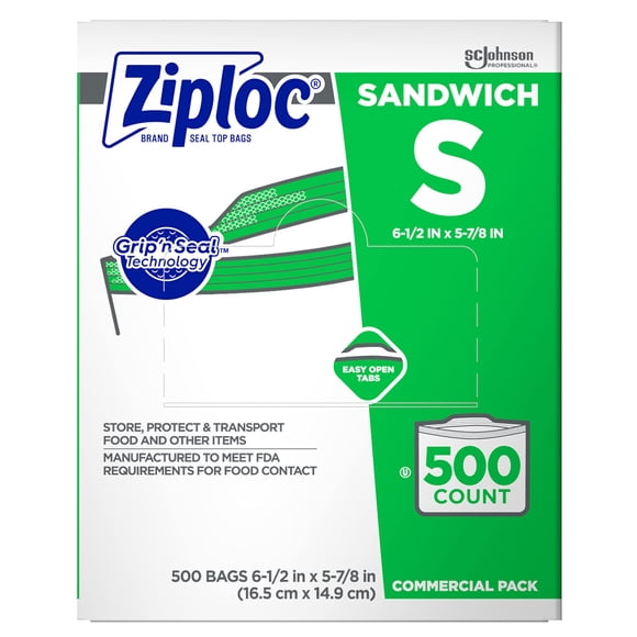 Bolsas para sándwiches SC Johnson Professional Ziploc, 500 unidades