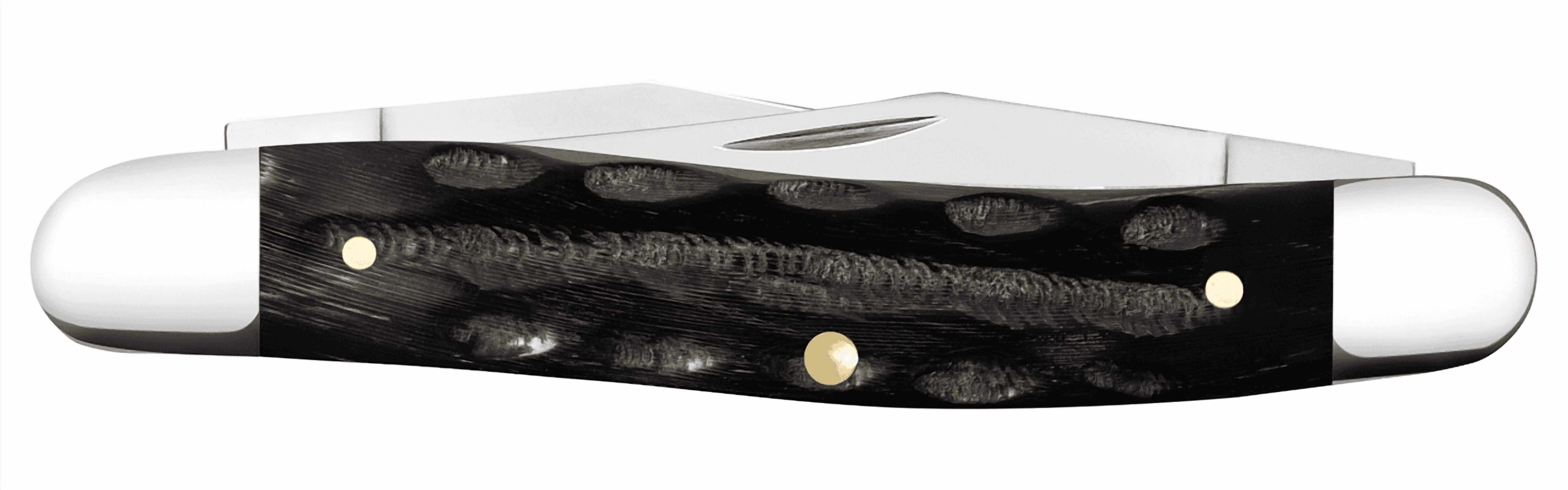 Case Muskrat Pocket Knife 2.9" Clip Point Tru-Sharp Mirror Polished Blade Jigged Buffalo Horn Handle Black