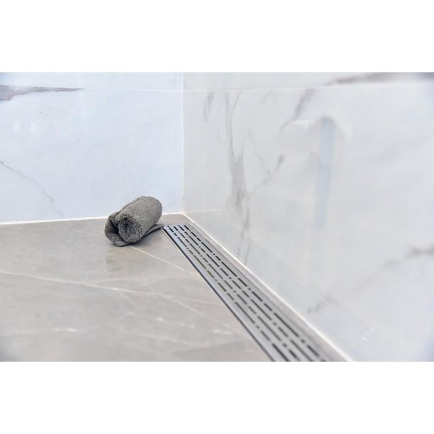 Side Outlet 60 Inch Linear Shower Drain with ABS Drain Base Flange and