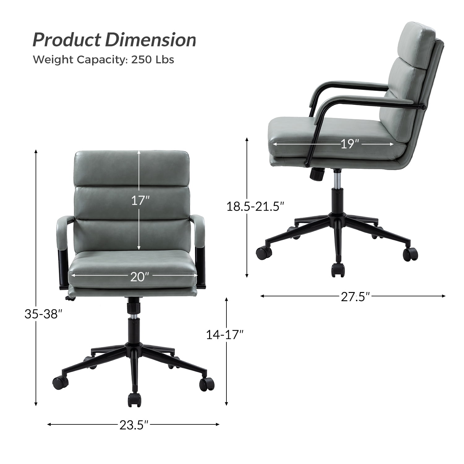 Ergonomic Office Chair Faux Leather Desk Chair Executive Swivel with High Back and Padded Cushion Sage