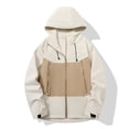 thumbnail image 6 of CFLVAEK Plus Size Rain Jacket for Women Waterproof Color Block Raincoat Lightweight Zip Up Lapel Windbreaker for Outdoor Hiking Khaki M, 6 of 6