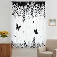thumbnail image 3 of Black Spring Botanical Sheer Curtains 84 Inches Long, Weeping Eucalyptus Butterfly Light Filering Curtains, Breathable Simi Curtain Privacy Drapes for Living Room Bedroom Lightweight Window Treatment, 3 of 9