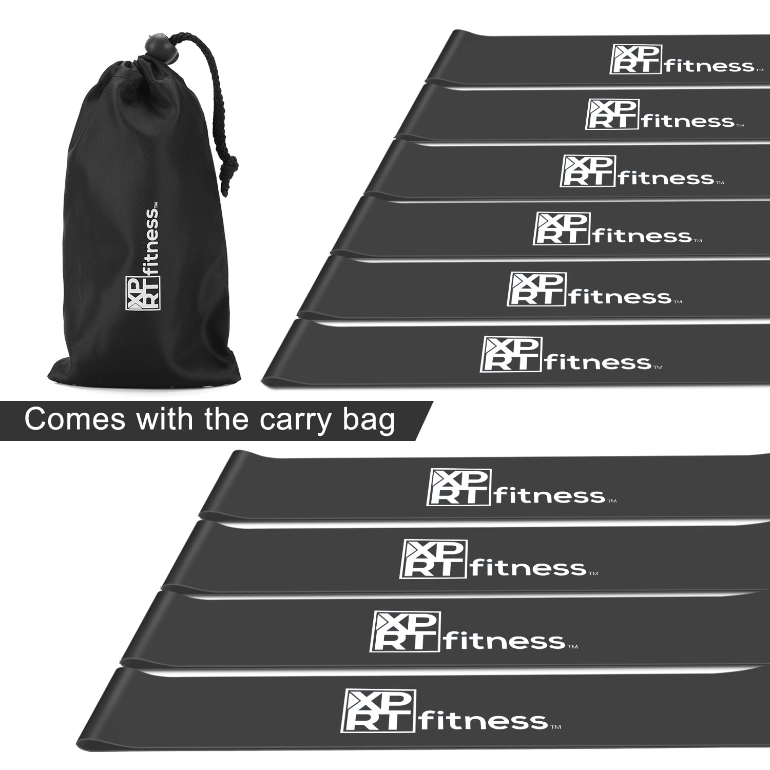 XPRT Fitness Resistance Loop Bands Elastic Exercise Bands Resistance Level XX Heavy Set Of 10