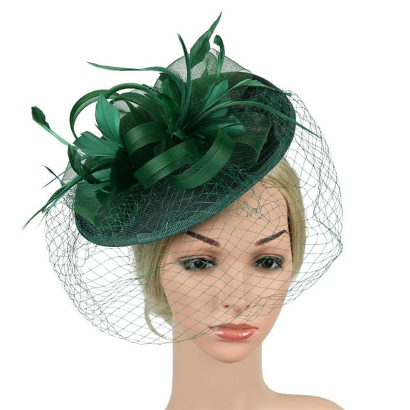 GTEYOIJN Green Lace Headscarf Women's Elegant Hat Strap Flower Party Hat Hair Clip Headband Accessory