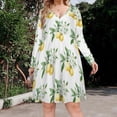 thumbnail image 2 of Watercolor Lemons Flowers Bee Long Sleeve Dresses For Women Vintage Elegant Party Dress Oversized V-neck Dress S-8XL, 2 of 7