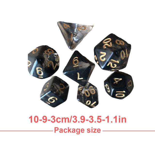 VONKY 1 Set Polyhedral Dice Double Color Acrylic Toys Interesting Role Playing Games Craps Entertainment Accessory for Math Teaching floating black gold