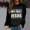 Black, variant on Ladies' Fashionable Casual Autumn And Winter English Letter Printed Trendy Hoodie Round Neck Hoodie Long Sleeved Top Sweatshirt Boy Color Pullover Lined Hoodie Women Distressed Top Women Ladies Hoodie