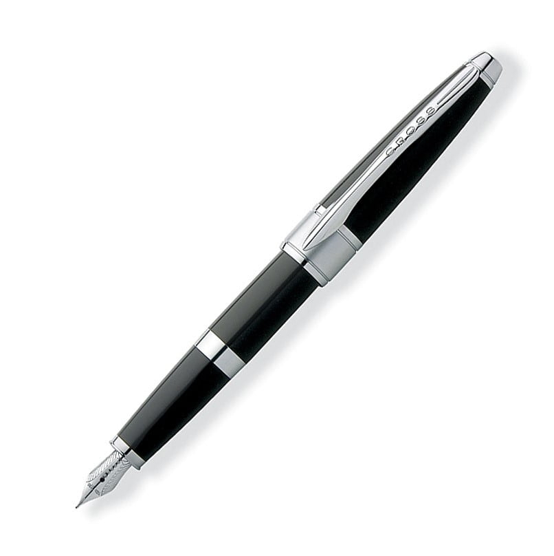 Cross Apogee Fine Point Fountain Pen Black Star Lacquer Chrome Trim