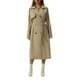 thumbnail image 6 of Douhoow Women Jackets Double Breasted Long Trench Coat Classic Lapel Long Sleeve Windproof Overcoat, 6 of 9