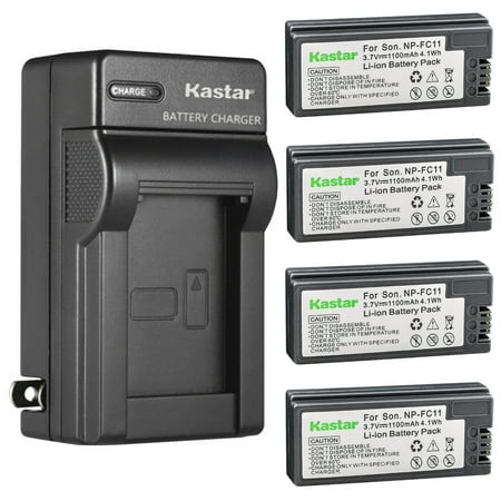 Image of Kastar 4-Pack Battery and AC Wall Charger Replacement for Sony NP-FC11 NP-FC10 Battery Sony BC-VC10 Charger Sony Cyber-shot DSC-P8L DSC-P9 DSC-P7 DSC-P2 DSC-P3 DSC-P5 DSC-F77 DSC-P10 DSC-P12 Cameras