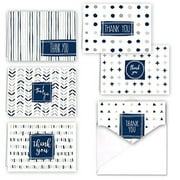 Navy Patterns Thank You Card Pack, Blank Inside with envelopes, 4 7/8'' x 3 1/2''