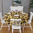 thumbnail image 2 of Yellow and Brown Of Leopard Print Round Tablecloth 60"x60",Wrinkle Wipeable Table Cloth for Kitchen Dining Room Picnic Patio Party, 2 of 6