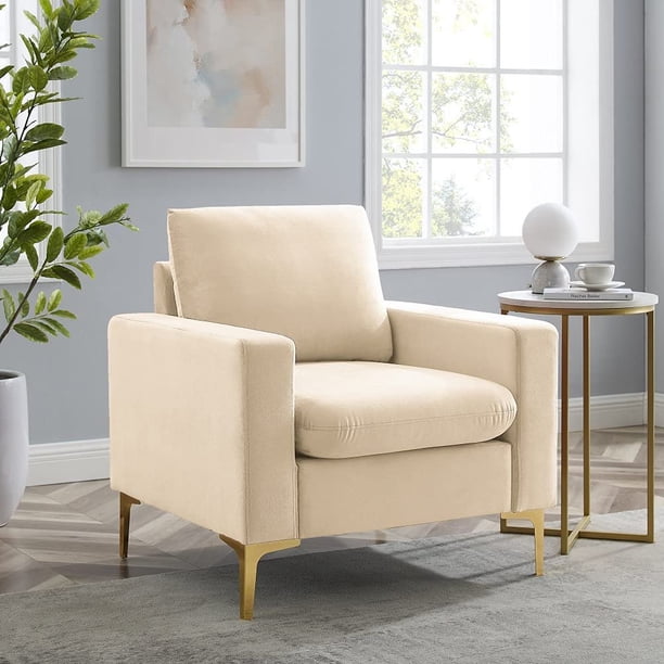 Hbaid Velvet Accent Chair, Sofa Chairs Comfy Single Sofa Club Armchair