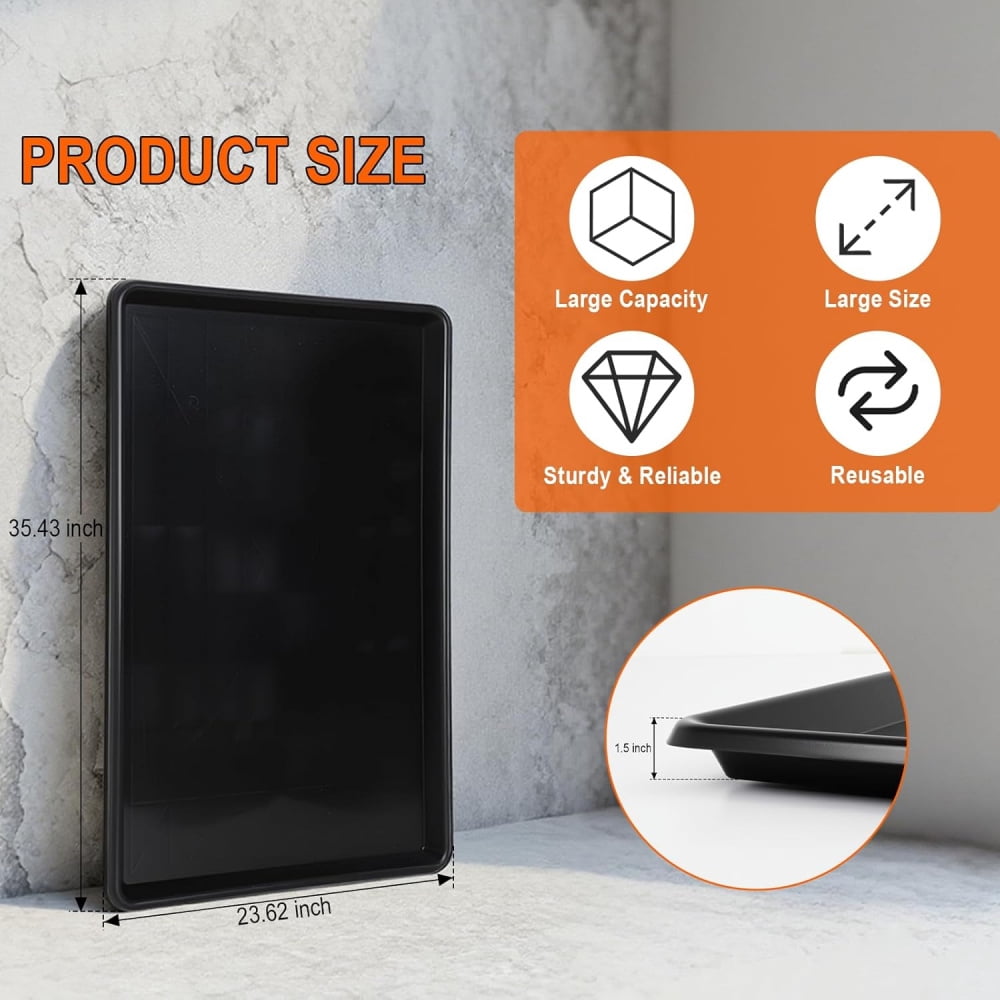 3 Pcs Extra Large Oil Drip Pan, Oil Drip Tray for Under Car, 35.4 X 24 X1.5 In Auto Oil Drip Pan, Plastic Catch Replacement Drain Tray for Garage Floor Clean, Fridges, Washing Machine, Cat Litter Box