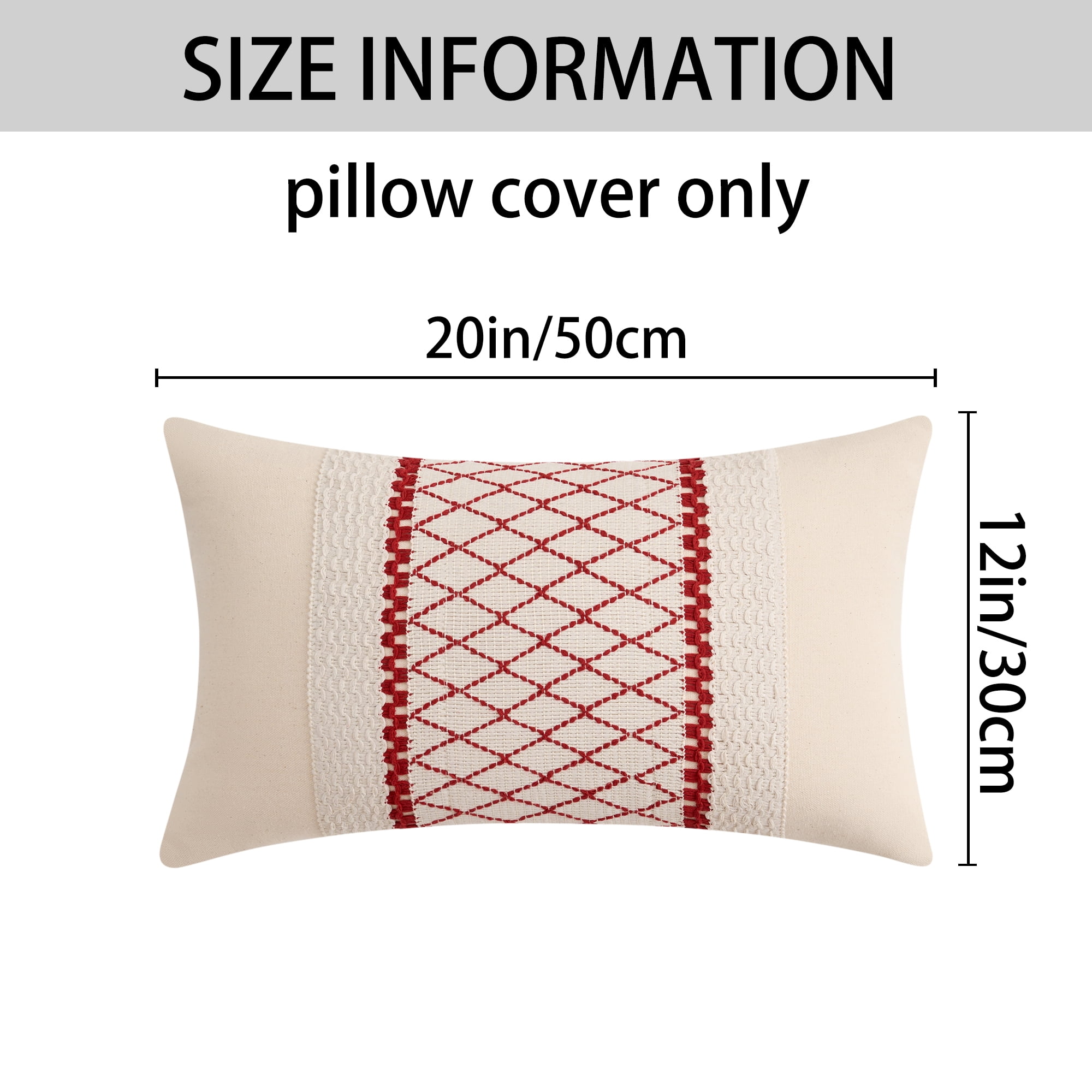 Unique Bargains Geometry Weave Patchwork Pillow Covers Set of 2 Red 12" x 20"