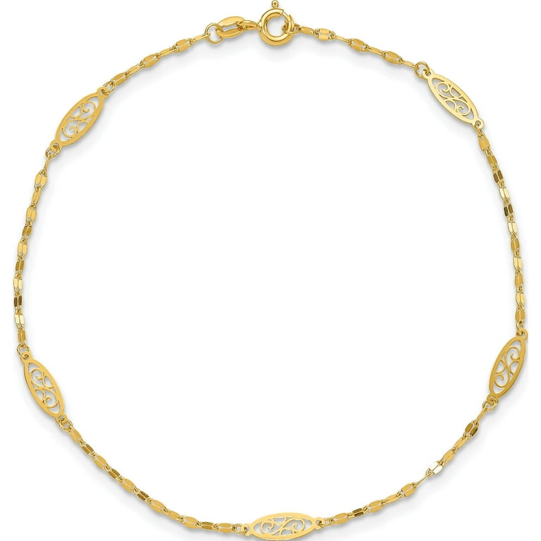 14K Yellow Gold Polished Fancy Filigree Link 9In Plus 1 In
