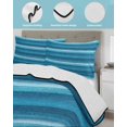 thumbnail image 4 of Quilts Twin Size, Turquoise Teal Ombre Soft Comforter Bedding Set for Bed, Farmhouse Modern Abstract Striped Lightweight Quilted Bedspread with Pillow Cover(2 Pieces) for All Season, 68x86 Inch, 4 of 6