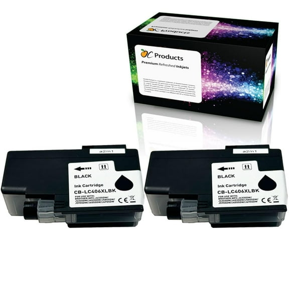 OCProducts Compatible Ink Cartridge Replacement for Brother LC406XL 2 Pack for MFC-J4335DW MFC-J4345DW MFC-J4535DW MFC-J5855DW MFC-J5955DW MFC-J6555DW MFC-J6955DW (2 Black)