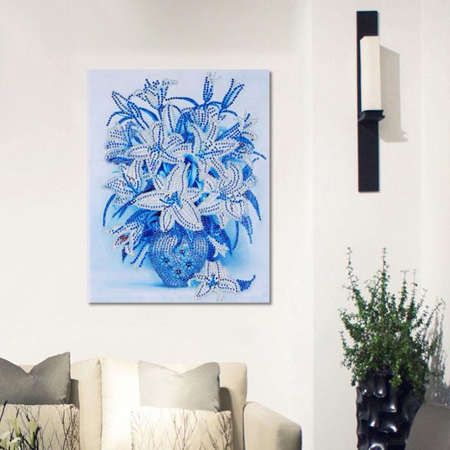 Cuadros Decorativos 5D bricolaje forma especial diamante pintura azul flores punto de cruz bordado Ndcxsfigh Nuevos Originales