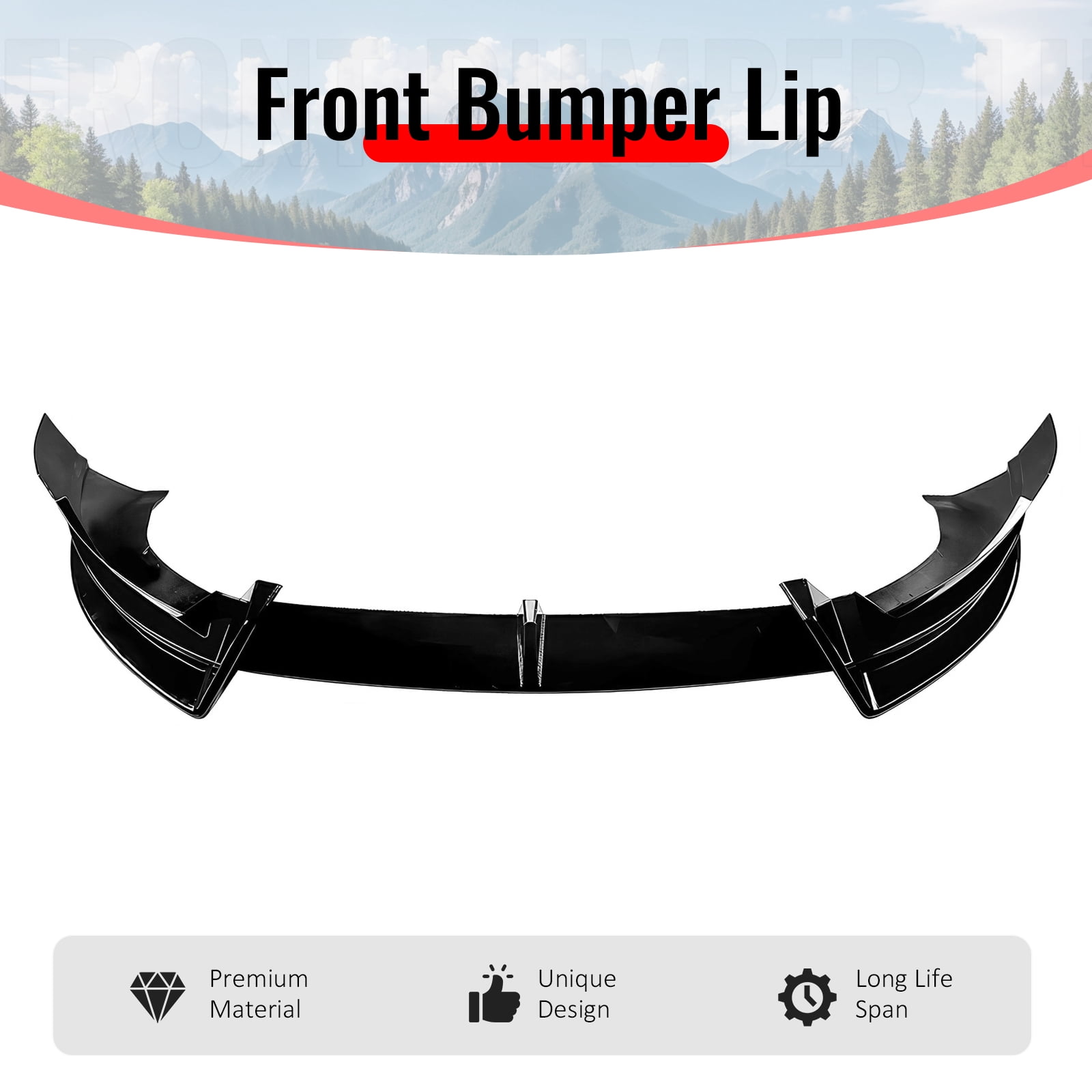 Ikon Motorsports 3PCS Front Lower Bumper Lip Air Dam Chin Spoiler Splitter For 2026 Tesla Model Y Juniper Premium IKON Style Gloss Black ABS Plastic