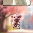 thumbnail image 3 of Pebbuoy Acrylic Cartoon Pig Hanging Decoration with Bead Chain Car Rearview Mirror Pig Ornament Keychain Backpack Animal Pendant Birthday Gift, 3 of 7